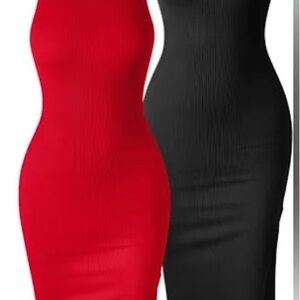 Elegant Red Sleeveless Midi Dress